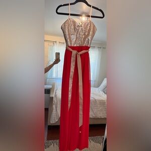 City Studio (Macys)  Gold Sequin and Red Dress